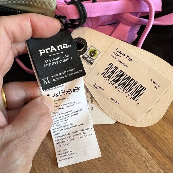 prAna Womens Tulum Swim Top XTRA-LARGE XL in Black Color Block - Picture 10 of 10